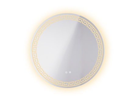 Okrągłe lustro łazienkowe grecki wzór LED 80 cm 23TMB006