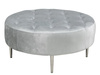 Okrągła welurowa srebrna pufa 90x90x42 cm POUF003 