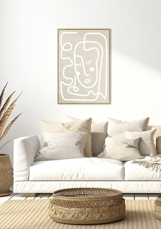 Beżowy obraz z fakturą  80x120 cm V30404