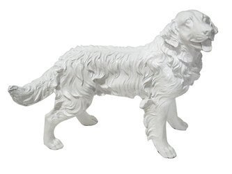 Biała figura psa Golden Retriever 54x44x34 cm A020