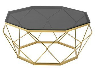 Owalny stolik kawowy grafitowe szkło Ø86x40 cm C026