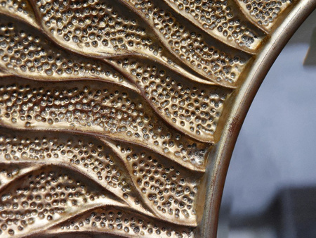 Lustro w nieregularnej ramie w kolorze "szampańskiego złota" Ø110 cm PU443C