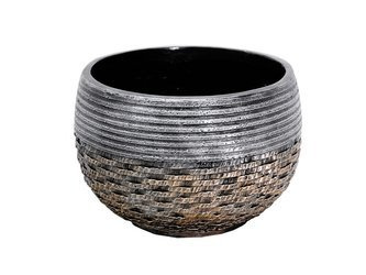 Okrągła doniczka w kolorach brązu i miedzi 19x22x22cm 2011/1