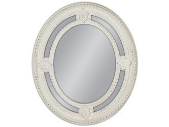 Owalne lustro w białej przecieranej oprawie 62x72 cm PU027