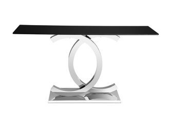 Stylowa konsola czarny szklany blat z piękną podstawą 150x50x80 cm CT2020B/286