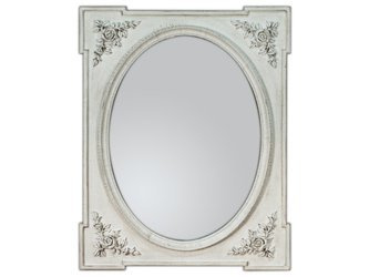 Owalne lustro w ozdobnej białej ramie 65x80 cm 2834