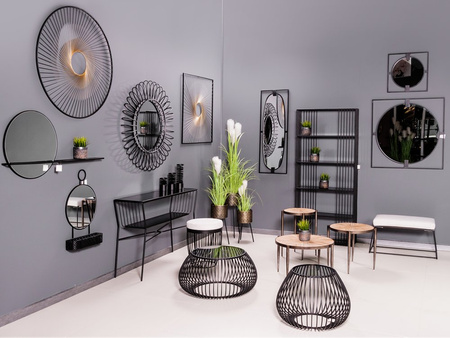 Owalne lustro w stalowej czarnej ramie loft 43x120x2 cm TOYJ19-386