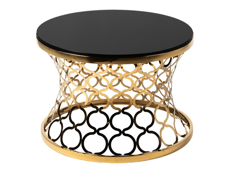 Czarny stolik kawowy z dekoracyjną złotą podstawą  90 cm CJ929/C404 