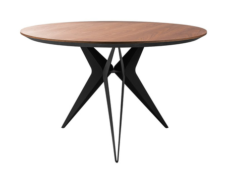 Okrągły drewniany stół stalowe czarne nogi Ø120x75 cm MT310
