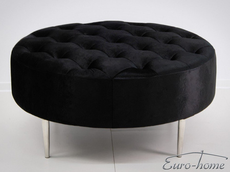 Okrągła welurowa czarna pufa 90x90x42 cm POUF003