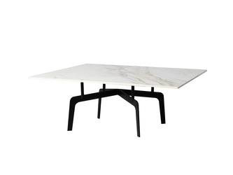 Designerski stolik kawowy szary marmurowy błyszczący blat 90x90x36 cm T082