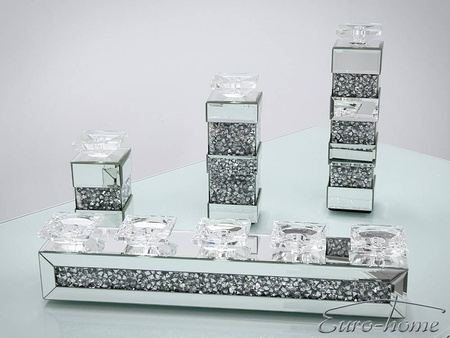 Lustrzany świecznik z kryształkami 10x10x20 cm GD2017