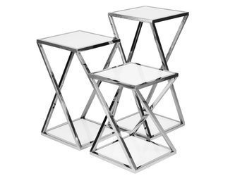 Biały szklany kwietnik dwie półeczki  40x40x70 cm JJ1003