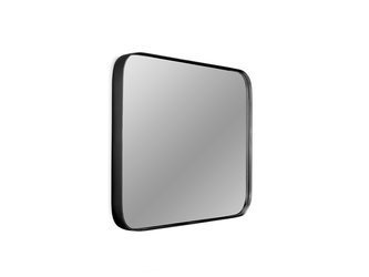 Kwadratowe zaokrąglone lustro w czarnej oprawie 40,5 x 40,5 cm 16F-571