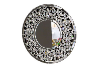 Lustro w ramie z kryształków glamour Ø80 cm 16JZ104