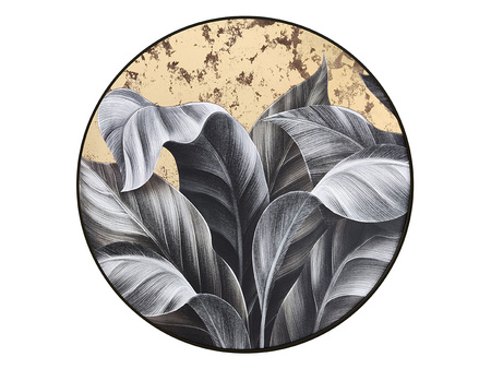 Okrągły złoty obraz motyw botaniczny Ø90 cmV20854 cm