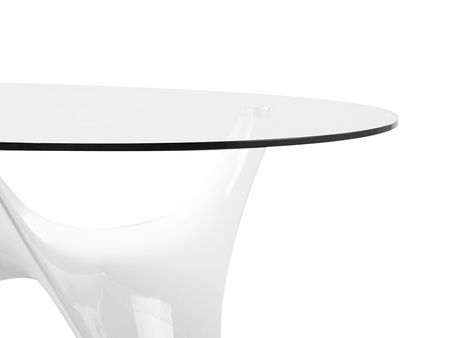 Nowoczesny okrągły szklany stół z białą rozłożystą podstawą Ø120x75 cm FT318