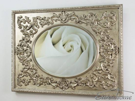 Lustro w srebrnej rzeźbionej oprawie 90x120 cm PU284A