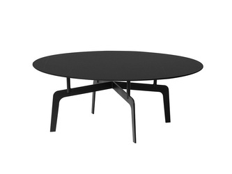 Okrągły stolik kawowy czarny matowy marmurowy blat 90x36 cm T014