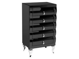 Grafitowa lustrzana wysoka komódka glamour 55x42x100 cm 16JS54