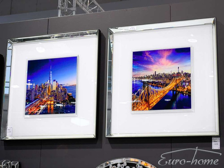Obraz Nowy York Manhattan lustrzana rama 80x80 cm S41574 
