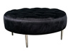 Okrągła welurowa czarna pufa 90x90x42 cm POUF003