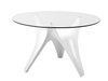 Nowoczesny okrągły szklany stół z białą rozłożystą podstawą Ø120x75 cm FT318
