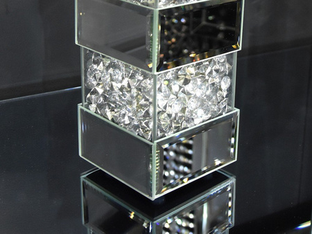 Lustrzany świecznik z kryształkami 10x10x20 cm GD2017