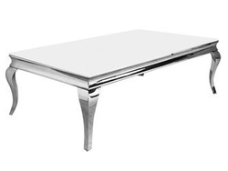 Stolik kawowy białe szkło new barock 130x70x44 cm C780