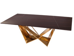 Designerski złoty stół z marmurowym blatem 200x100x75 cm CT2061