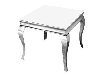 Stolik kawowy biały szklany blat modern barock 60x60x60 cm D780