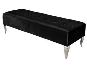 Czarna welurowa pufa z kryształkami 140x50x42 cm POUF006 