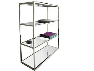 Stalowy regał szklane białe półki  99x39x120 cm GG1011