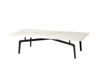 Designerski stolik kawowy biały marmurowy błyszczący blat 140x70x36 cm T015