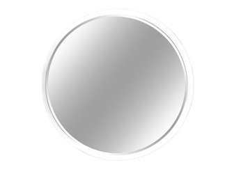 Okrągłe fazowane lustro w białej ramie średnica 80 cm 12F-361