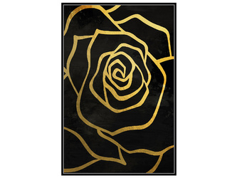 Czarny obraz złote kwiaty 82,6x122,6 cm L0259