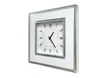 Zegar białe szkło 50x50 cm 16JS148