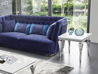 Stolik kawowy z białym szklanym blatem 60x60x55 cm D951