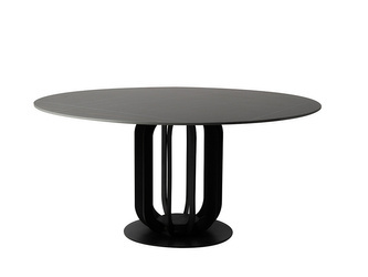 Okrągły czarny stół marmur 150x75 cm D12