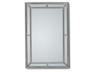 Klasyczne lustro w drewnianej srebrzystej oprawie 80x120 cm 21828