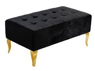 Welurowa czarna pufa złote nóżki 90x50x42 cm POUF008 