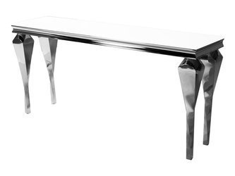 Elegancka konsola z białym szklanym blatem 160x40x75 cm F951