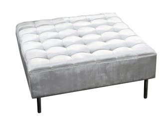 Welurowa srebrna pufa 90x90x42 cm POUF001