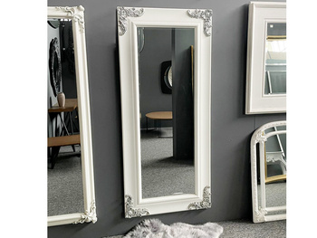 Białe lustro w drewnianej ozdobnej oprawie 80x180 cm 2967