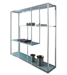 Wysoki stalowy regał szklane półki 159x159x39 cm GG1009