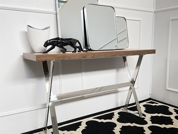 Drewniana konsola skrzyżowane nogi 140x40x80 cm E186