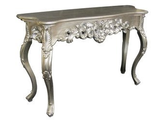 Srebrna drewniana konsola 115x74x37 cm M58