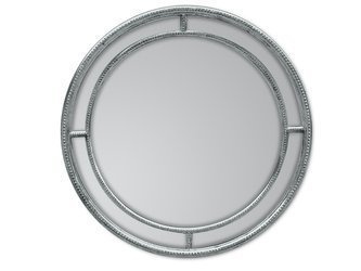 Okrągłe lustro w srebrnej drewnianej ramie Ø90 cm 10184