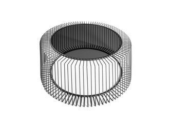 Druciany stolik kawowy grafitowy szklany blat Ø80x38 cm TOYJ19-528