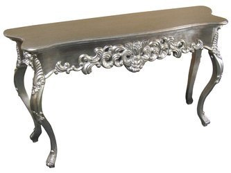 Srebrna drewniana konsola 130x38x74 cm M58D